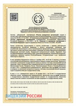 Приложение к сертификату для ИП Железнодорожный Сертификат СТО 03.080.02033720.1-2020